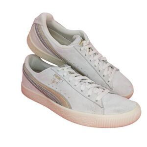 PUMA Clyde Suede & Leather Women's Whisper White Dress Sneakers- sz. 9